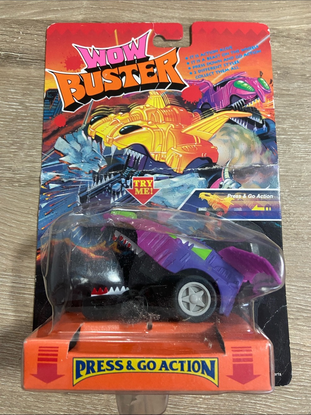 Vintage Wow Buster Press & Go Action Purple Kids Toy Vehicle